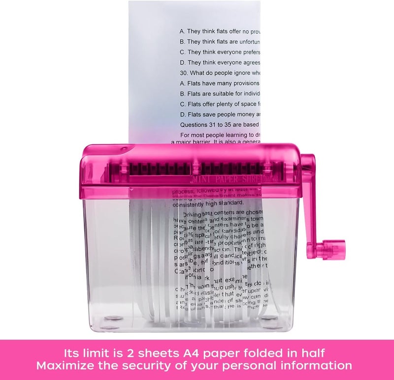 JIKIOU Mini Hand Shredder Portable Paper Shredder Manual Shredder Documents Paper Cutting Tool Home Office Desktop Stationery Red - Image 5